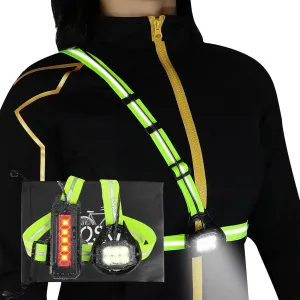 Running Lights for Runners, True 800 Lumen Led Chest Light for Running at Night Adjustable Beam, Safety Light with Yellow Reflective Gear for Running, 4-8h USE TIME