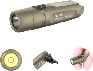 S15 Rechargeable Keychain Flashlight,650 High Lumen EDC Flashlight,Super Bright LED Mini Flashlight Be Suitable for Camping, Hiking,Outdoor Activities,Emergency（Khaki 6500K）