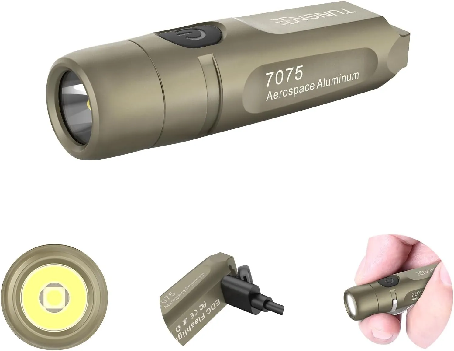 S15 Rechargeable Keychain Flashlight,650 High Lumen EDC Flashlight,Super Bright LED Mini Flashlight Be Suitable for Camping, Hiking,Outdoor Activities,Emergency（Khaki 6500K）