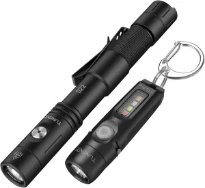 S15Pro Rechargeable Keychain Light, 750 Lumens Mini Flashlight and S22 1200 Lumen Dual Mode Tactical Flashlight, COB Light with 365nmUV-11 Lighting Mode
