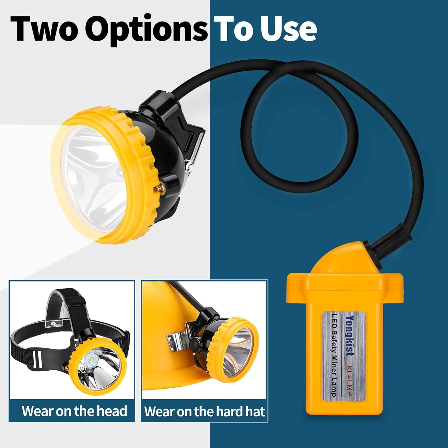 Safety Mining Headlight Underground Headlamp Rechargeable Hard Hat Headlamp Explosion Rroof Headlight Cap Lamp for Coal Miner Outdoor Sports