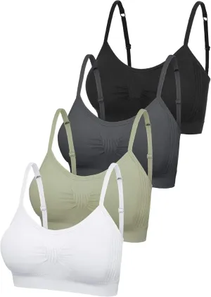 SATINIOR 4 Pieces Bralette Neck Cami Bra Wireless Tank Top Sports Bra for Women