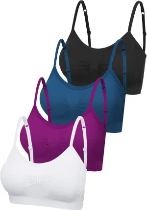 SATINIOR 4 Pieces Bralette Neck Cami Bra Wireless Tank Top Sports Bra for Women