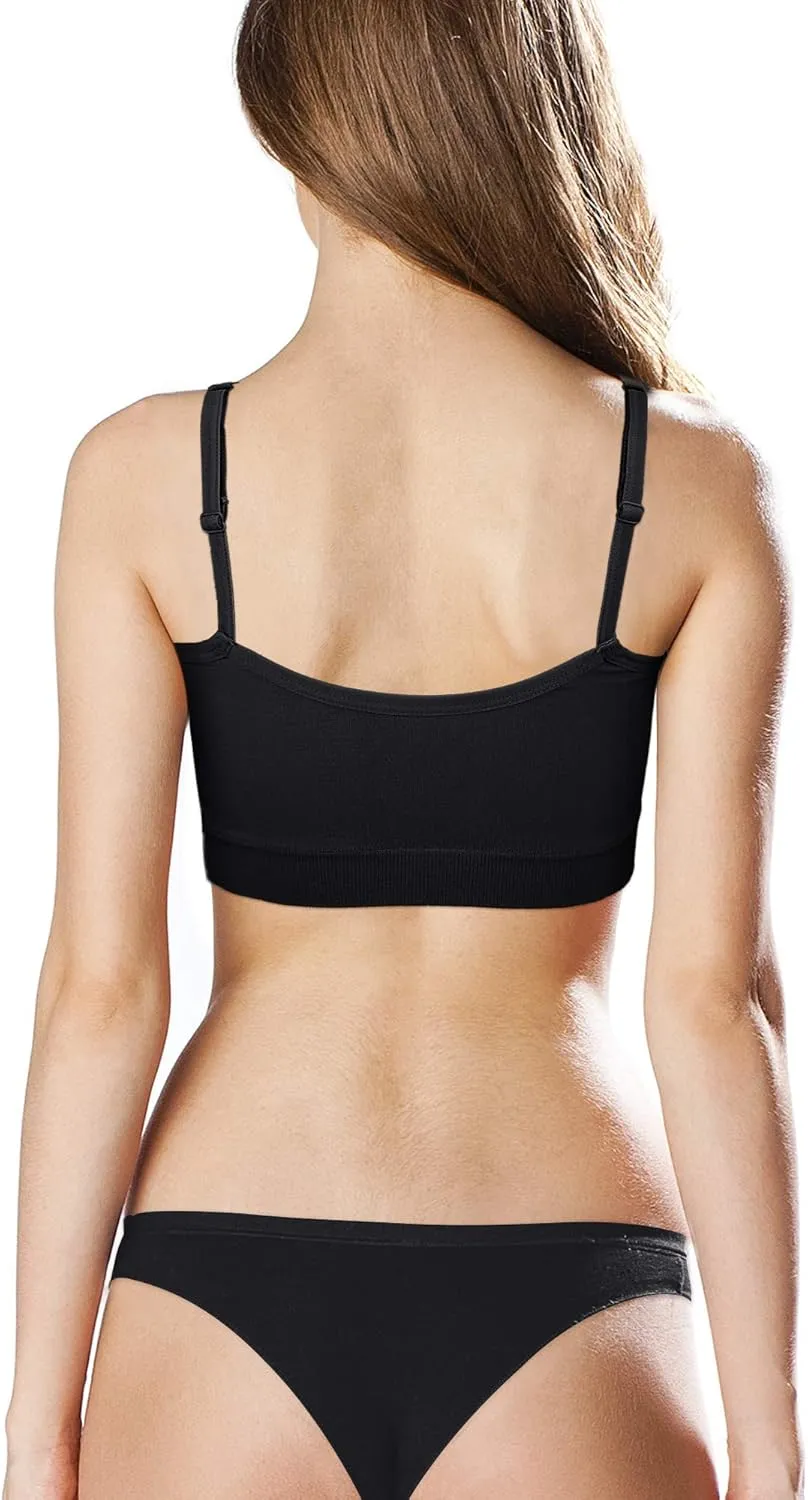 SATINIOR 4 Pieces Bralette Neck Cami Bra Wireless Tank Top Sports Bra for Women