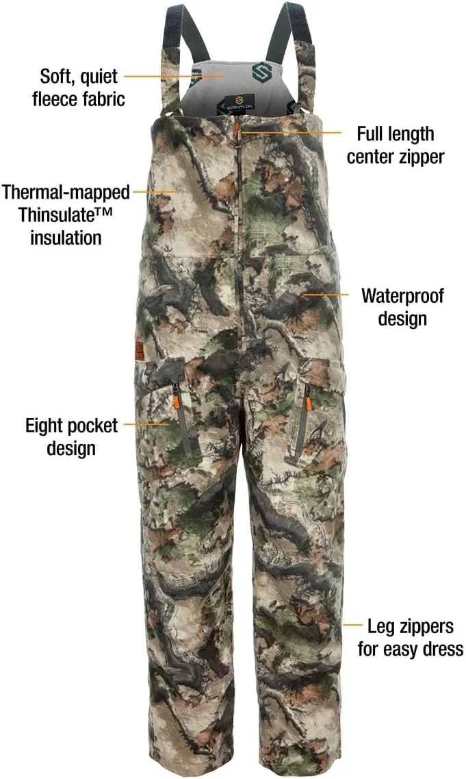 ScentLok BE:1 Fortress Windproof Waterproof Insulated Scent Control Camo Hunting Bibs