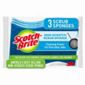 SCOTCH-BRITE Scotch-Brite MP-3 Scrub Sponge, 4.4 in L, 2.6 in W, 0.8 in Thick, Cellulose, Blue
