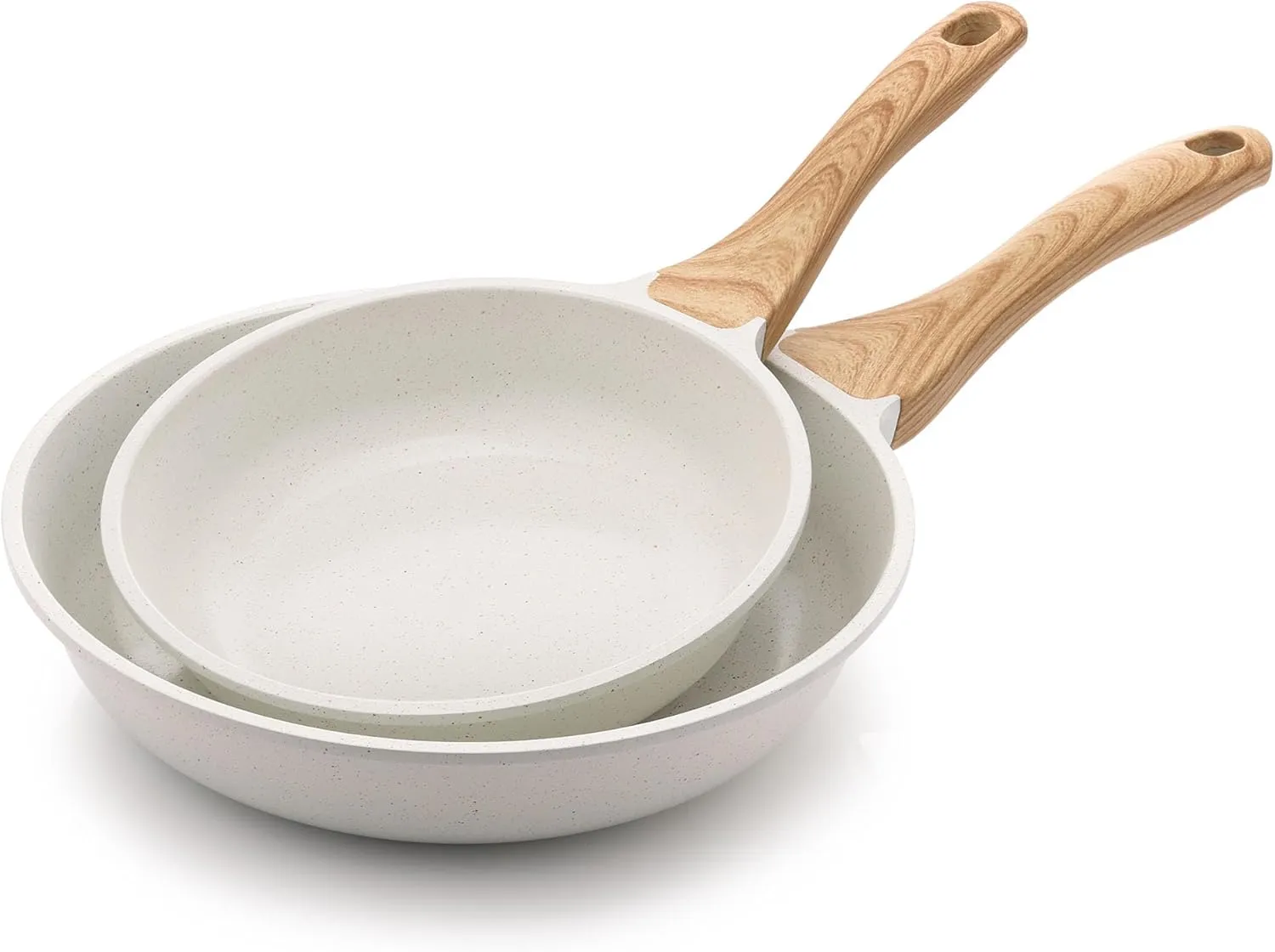 SENSARTE Nonstick Frying Pan Skillets, White Ceramic Coating Omelette Pans, Healthy Cookware Chef's Pan, PTFE & PFAS Free (8 10 Inch)