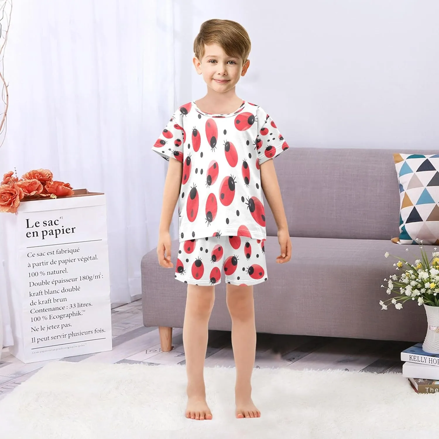 senya Coccinella Septempunctata Summer Pajamas Set Short Cotton Sleepwear 2 Piece