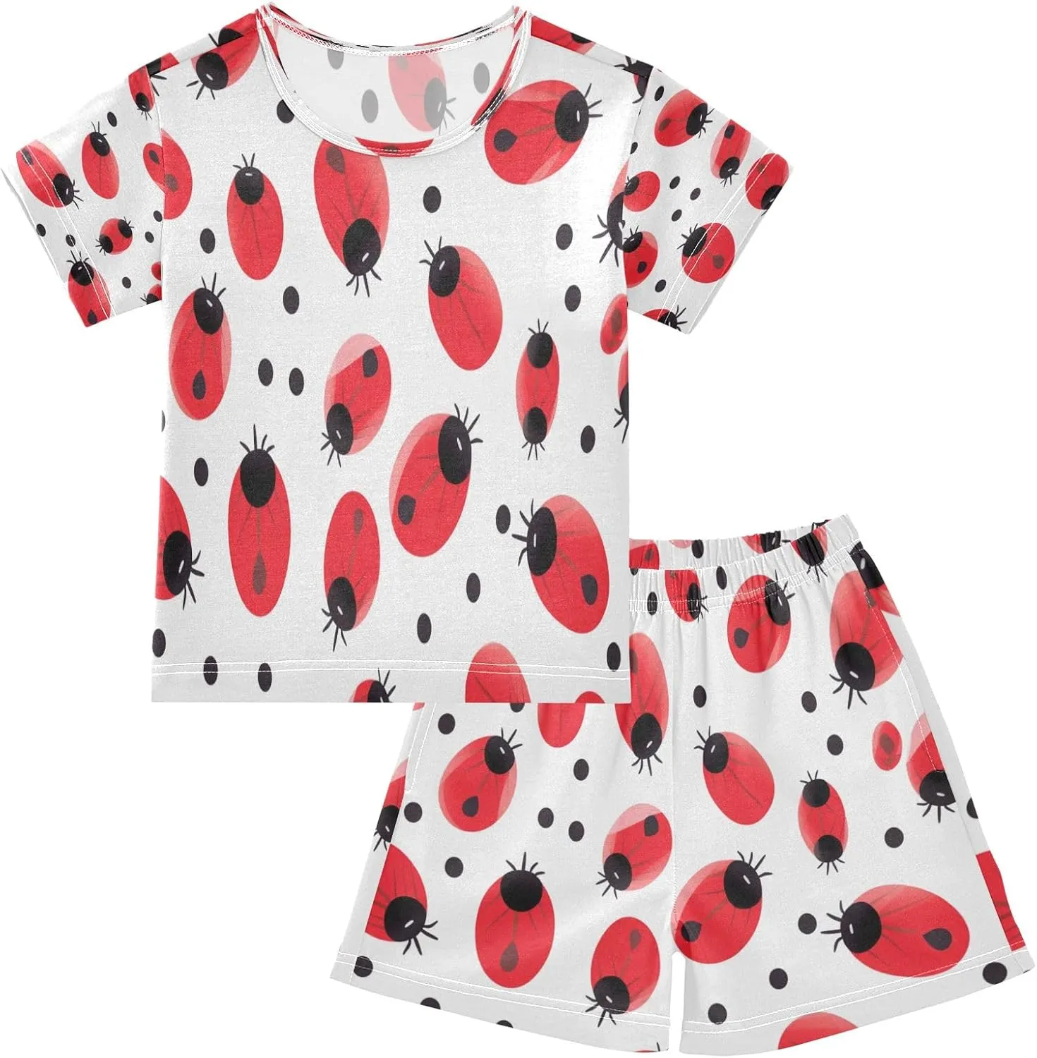 senya Coccinella Septempunctata Summer Pajamas Set Short Cotton Sleepwear 2 Piece