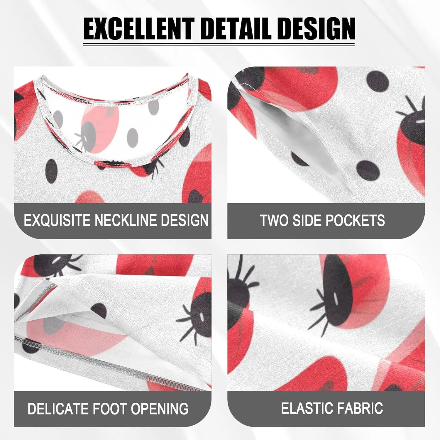 senya Coccinella Septempunctata Summer Pajamas Set Short Cotton Sleepwear 2 Piece