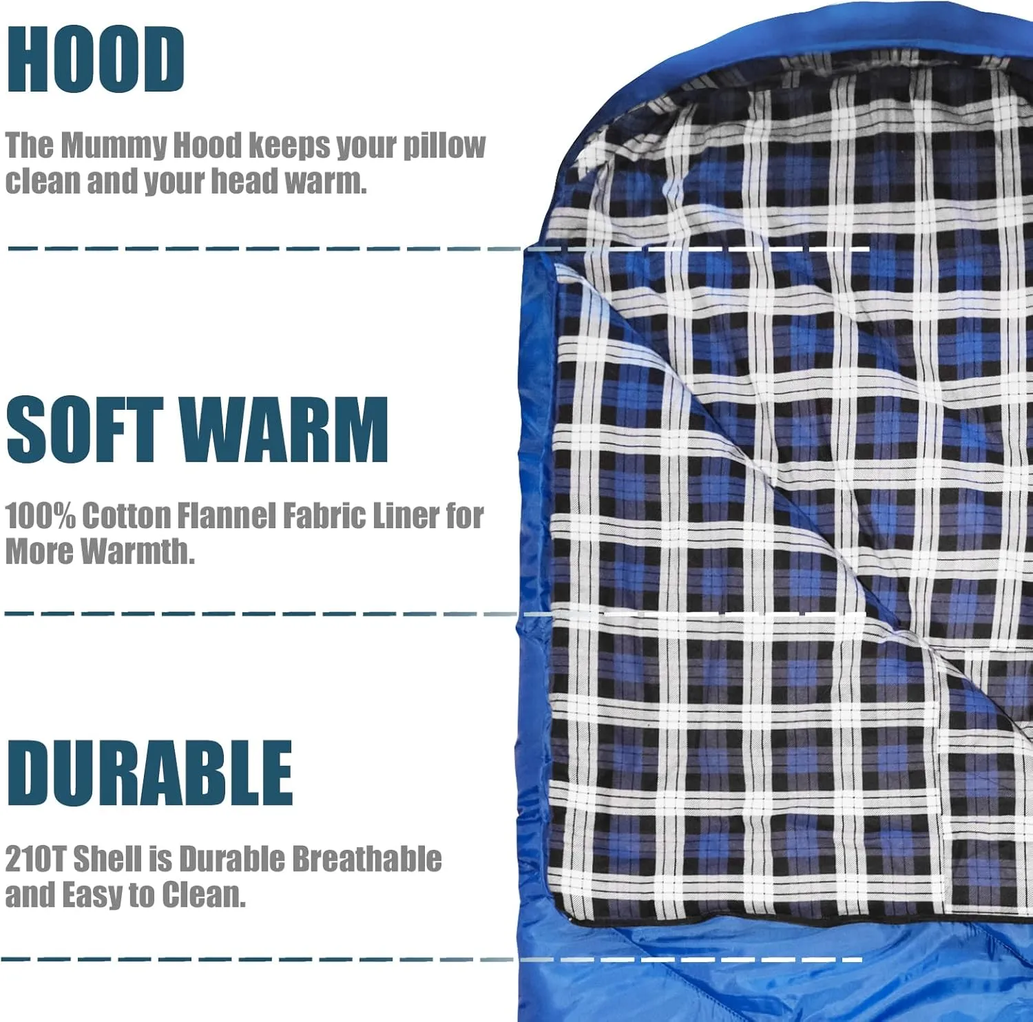 ShinHye 0 Degree Sleeping Bag for Adults - Cotton Flannel 4 Season Cold Weather Winter, XXL Big and Tall Camping Sleeping Bag with Compression Sack