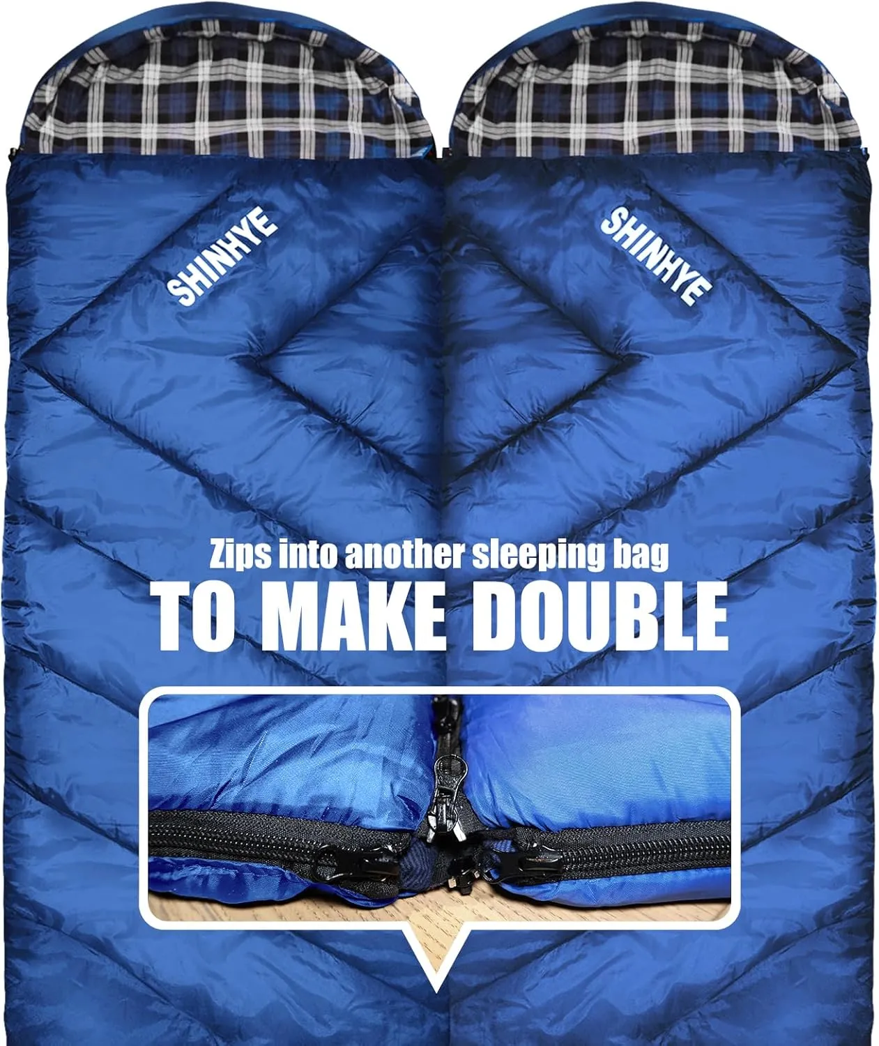 ShinHye 0 Degree Sleeping Bag for Adults - Cotton Flannel 4 Season Cold Weather Winter, XXL Big and Tall Camping Sleeping Bag with Compression Sack