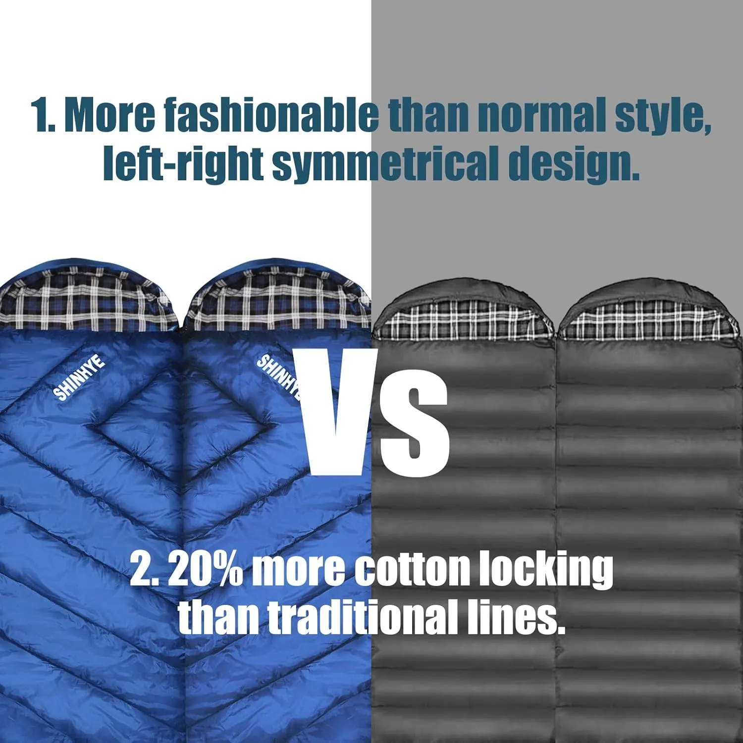 ShinHye 0 Degree Sleeping Bag for Adults - Cotton Flannel 4 Season Cold Weather Winter, XXL Big and Tall Camping Sleeping Bag with Compression Sack