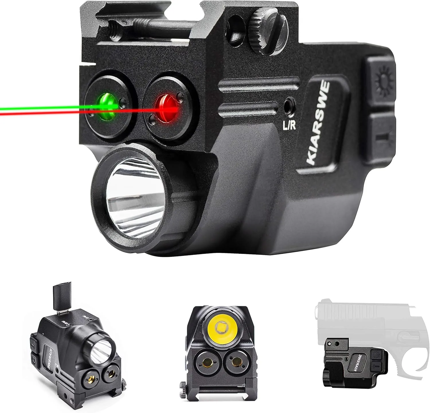 Shockproof Laser Light Combo, 500 Lumens Green Laser Light Combo, USB Rechargeable Red Green Laser Beam