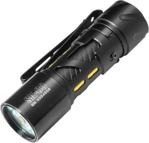 SK03 LED Rechargeable Flashlight, AA Rechargeable EDC Flashlight with Side Light and 4 Color Filters, 10 Modes, Super Bright Pocket Flashlight with Clip for Outdoor, Camping, Emergency