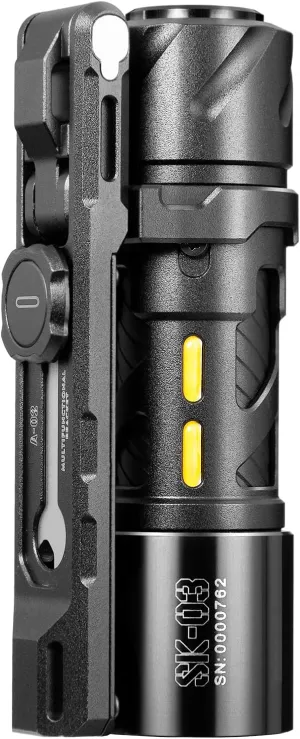 SK03 Pro LED Rechargeable Flashlight with Magnetic Bracket, Side Light with 4 Colors Filters, 10 Modes, 1000 Lumens EDC Pocket Flashlights for Emergency