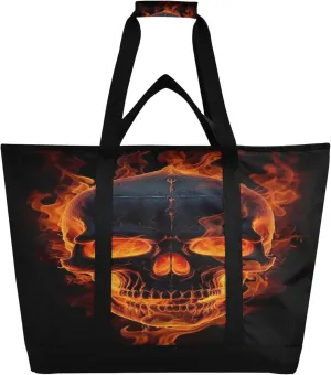 Skeleton Reusable Insulated Cooler Bag with Ice Pack Compartment - Large 47L Waterproof Thermal Grocery Tote for Picnic Beach Camping Lunch Storage