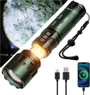 SKYFIRE Flashlights High Lumens, 5000LM Rechargeable Flashlights, Gifts for Men Dad Fathers Day, LED Flashlight with Camping Lights,Outdoor Super Bright Flashlight Handheld flashlights for Emergency