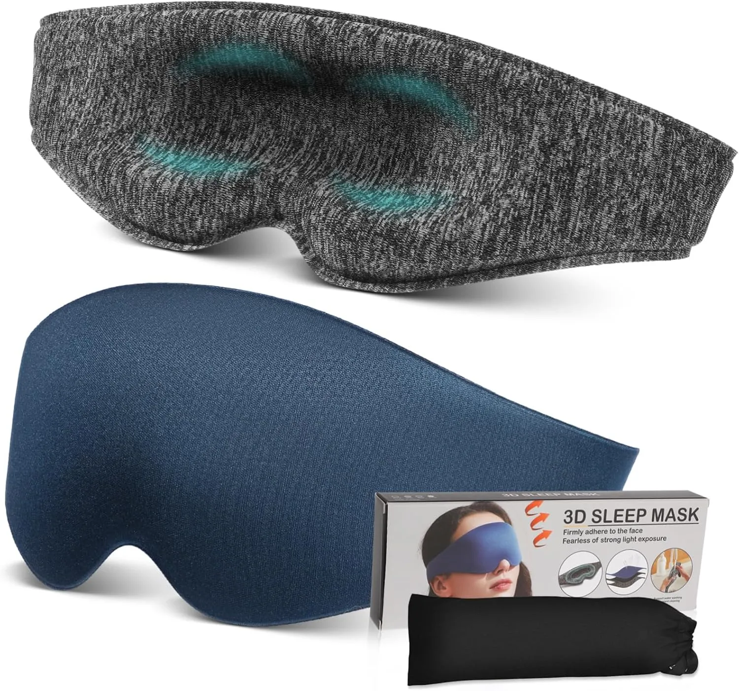 Sleep Eye Mask Light Blocking Sleep Mask for Full Coverage Breathable Material for Sleeping Bright Environments Includes Storage Bag