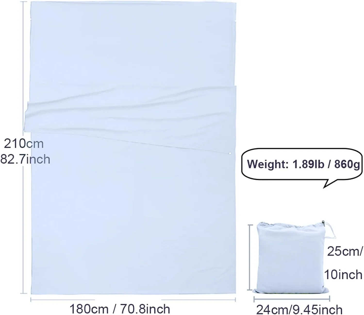 Sleeping Bag Liner, Lightweight Portable, Soft Travel and Camping Sheet, with Compact and Carry Bag, for Travel, Hotel