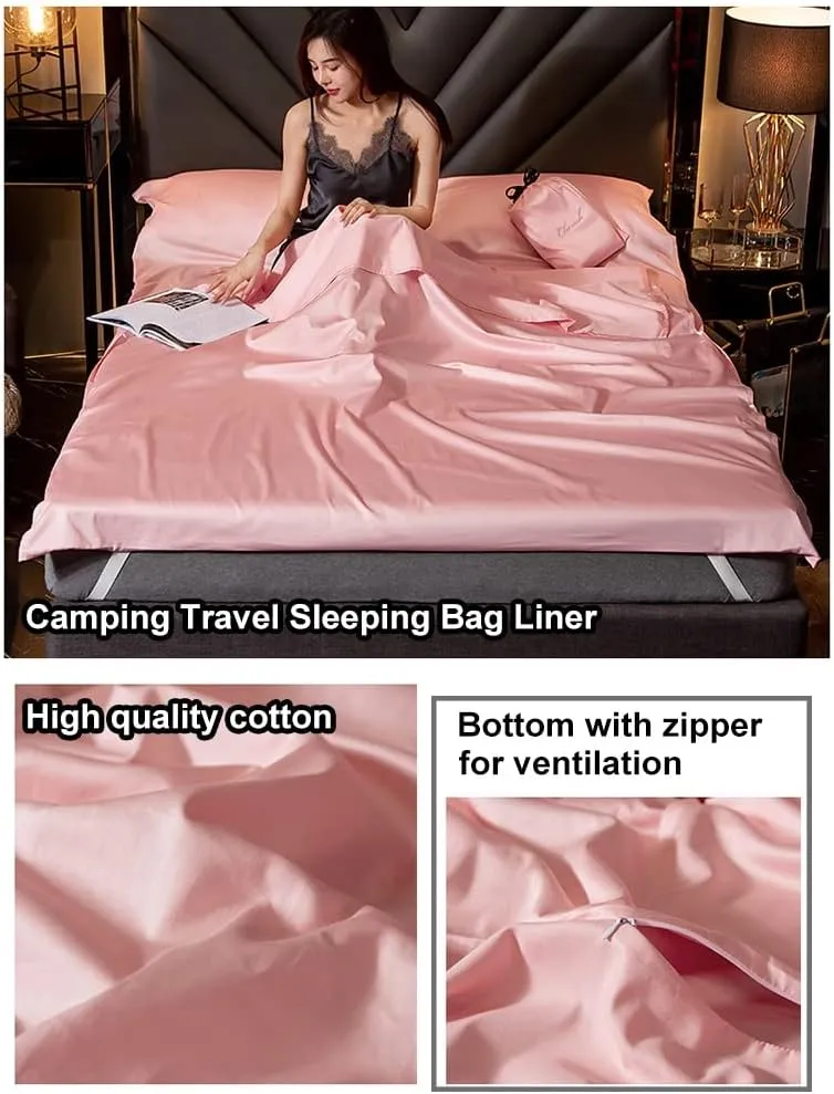 Sleeping Bag Liners Compact Adult Sleeping Bag Liner, Comfortable Cotton Sleeping Bag Sheets for Outdoor Camping Travel, Single Double Sleeping Bag, for All Seasons