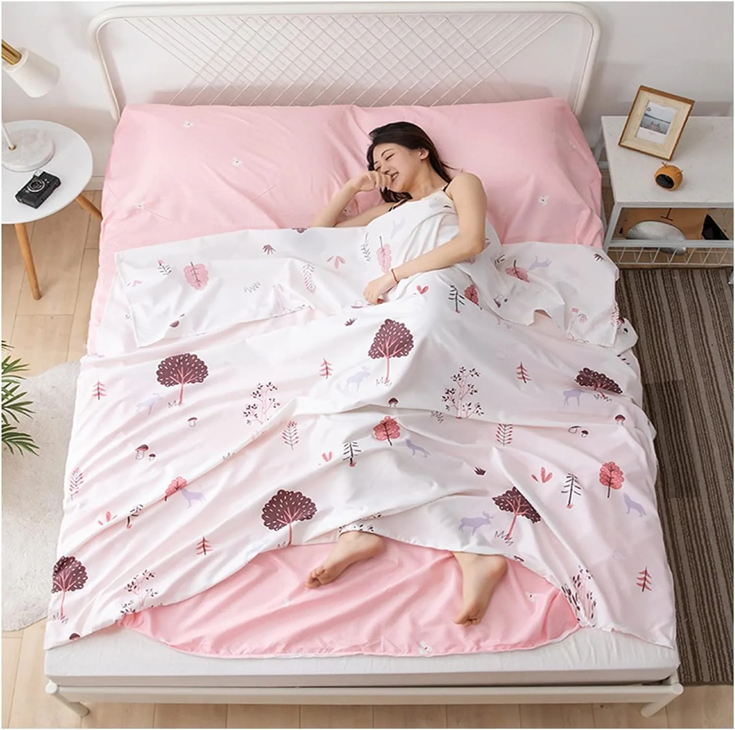 Sleeping Bag Liners Compact Cotton Sleeping Bag Liner, Outdoor Camping Travel Single Double Sleeping Bag, for Hotel Dustproof Sheets, Machine Washable (Size : 180x210cm/70.86x82.67in)