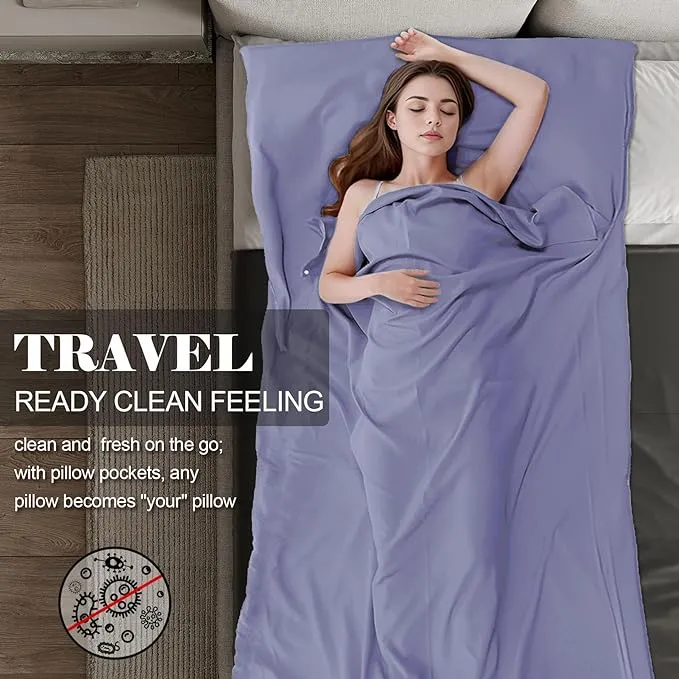 Sleeping Bag Liner,Travel Sheet & Adult Sleep Sack, Camping Sheets Travel Sleep Sack for Backpacking,Hotels & Hostels -Lightweight Single &Double Travel Sheet Camping Sheets