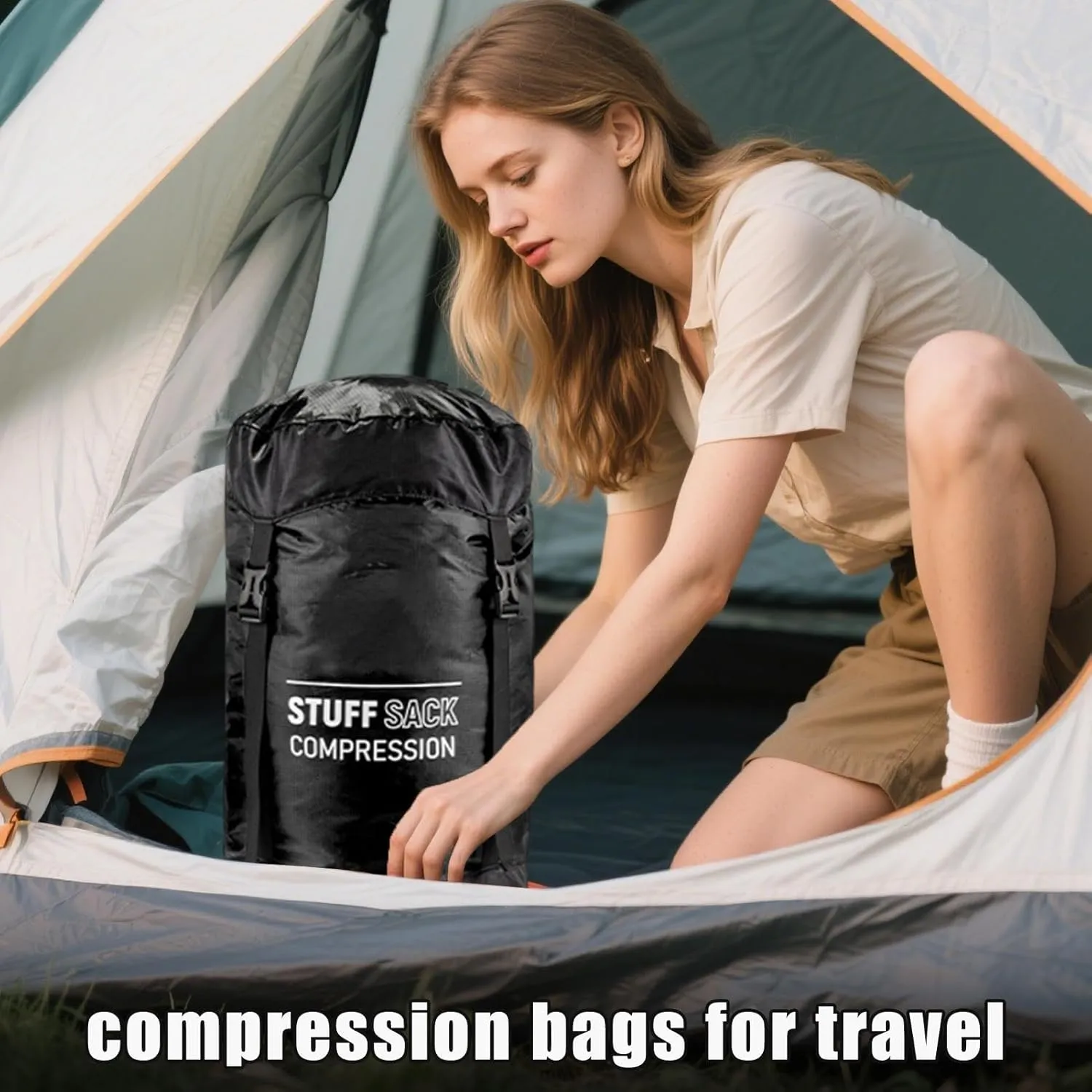 Sleeping Bag Stuff Sack | Waterproof Compression Sack - Lightweight Breathable Reusable Outdoor Gear for Hiking Supplies Camping Travel