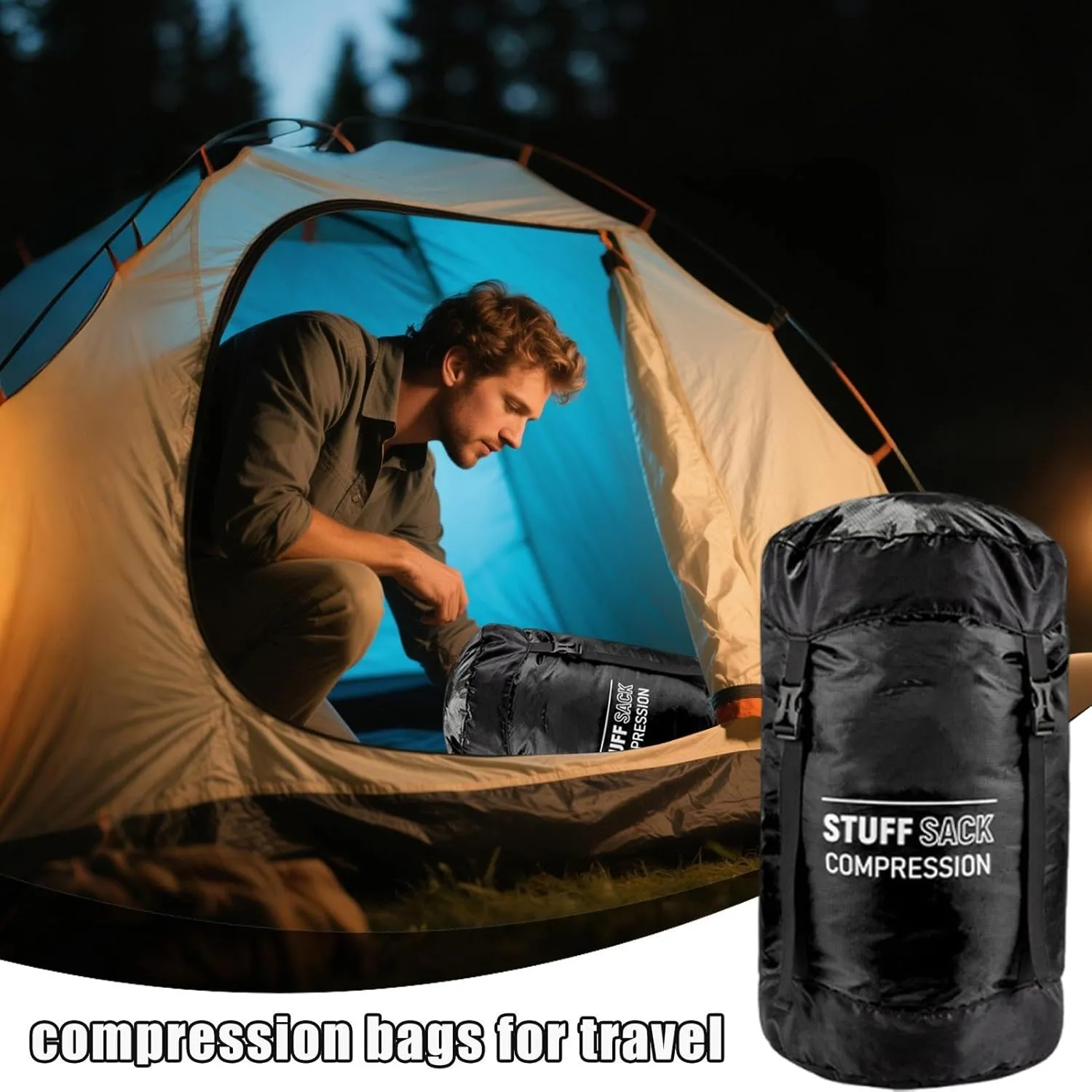 Sleeping Bag Stuff Sack | Waterproof Compression Sack - Lightweight Breathable Reusable Outdoor Gear for Hiking Supplies Camping Travel