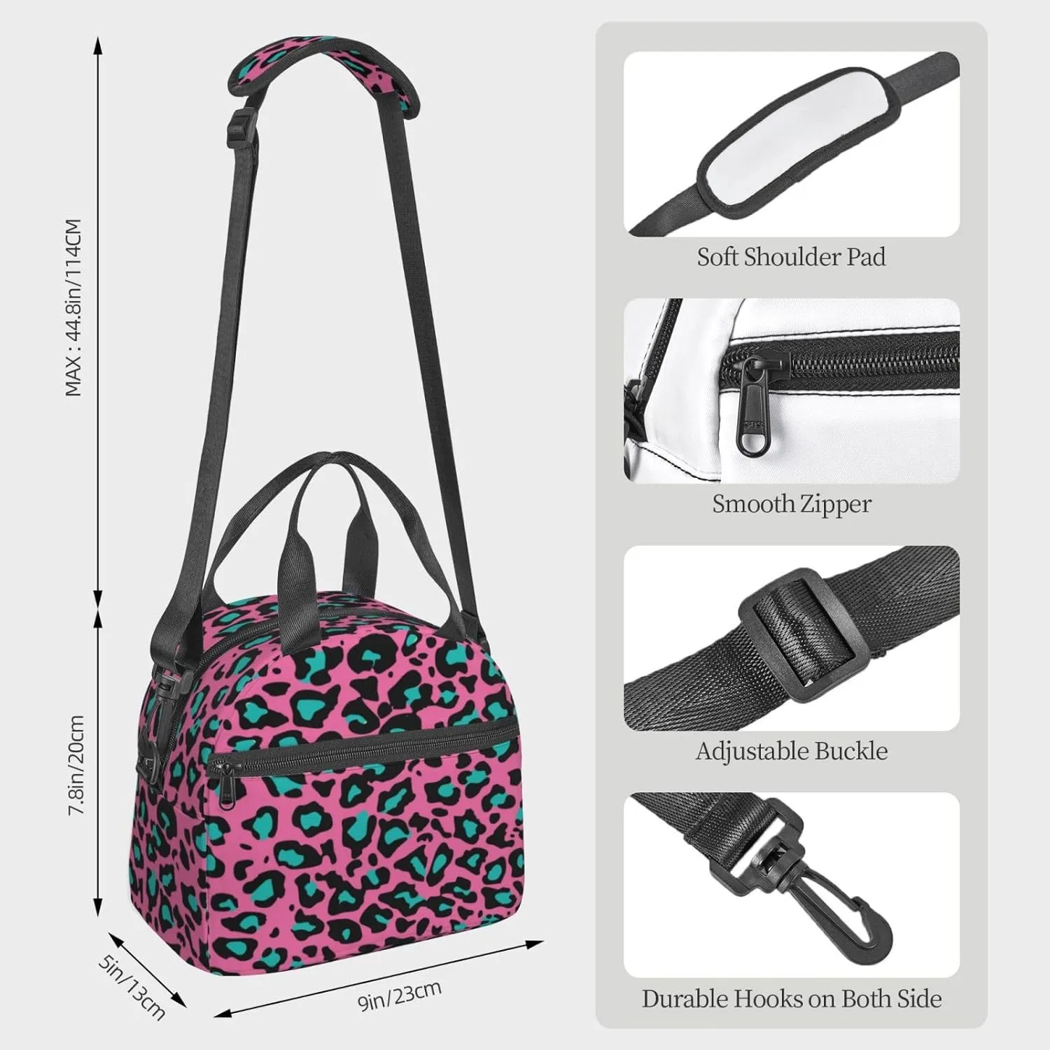 Sleeping Sloth,Insulated Reusable Lunch Bag with Adjustable Shoulder Strap for Adults,Arboreal Mammal Sleeping on Branch,Leakproof Office Picnic Hiking Beach Tote Bag,Brown,9x5x7.8in