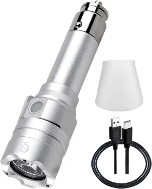 Small Flashlight Rechargeable with Diffuser 12 Volt Car Cigarette Lighter & USB C Charge for Auto Vehicles Emergency, Car Escape, Outdoors, Daily Use