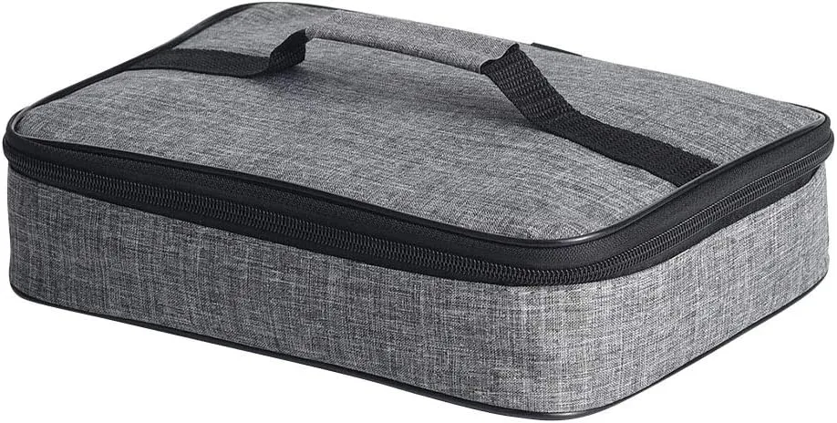 Small Insulated Lunch Bag Mini Lunch Box Portable Flat Lunch Pail Reusable Snack Bags with Handle,Cooler Lunch Bag for Men,Women Grey