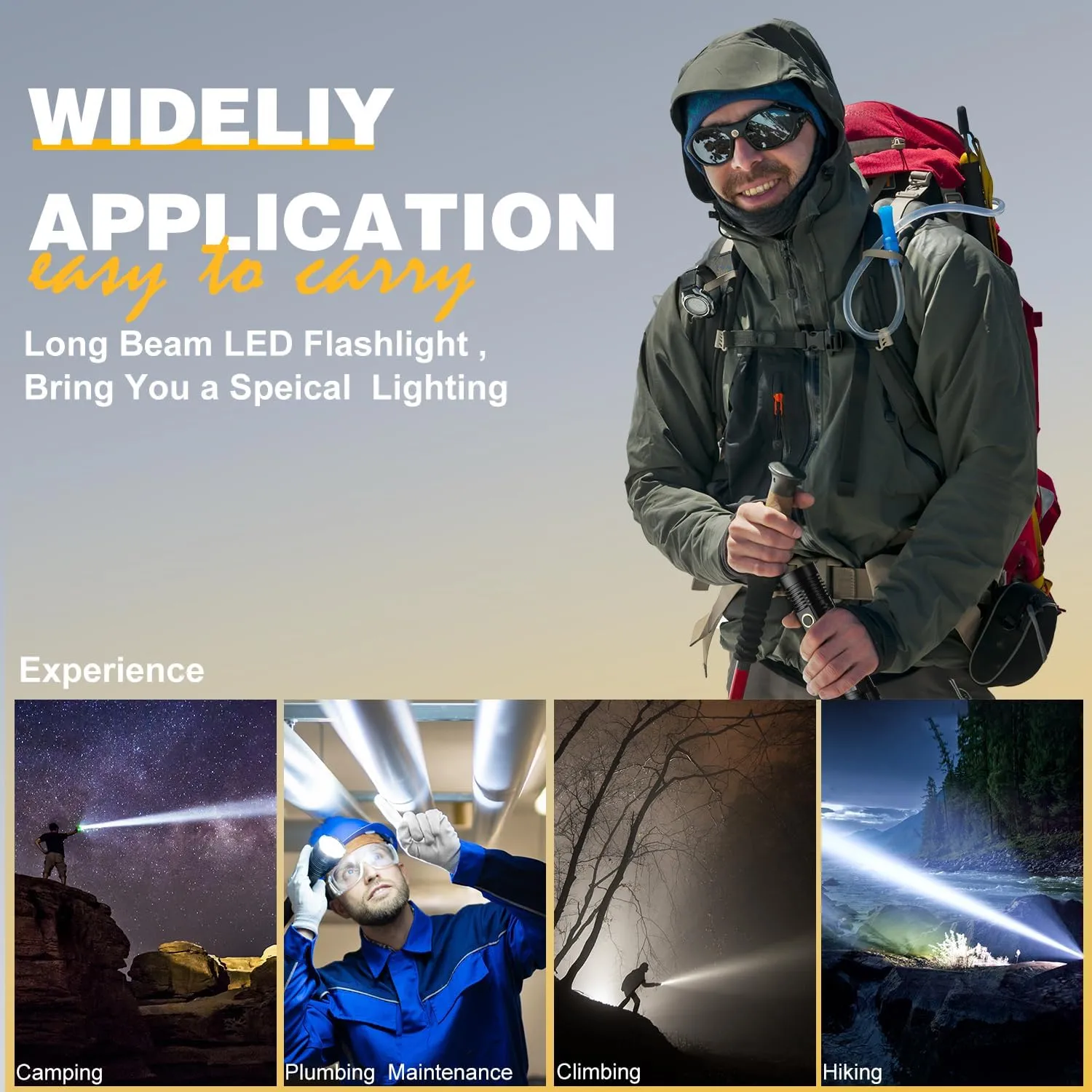Small Tactical Flashlights High Lumens - 1500 Meters Long Beam Super Bright LED Magnetic Flashlight USB Rechargeable Zoomable 5Modes Long Beam Spotlight Flashlight for Hiking, Camping-Dark Green