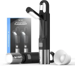 Smiling Shark LED Flashlight, G2 2 Pack Small Flashlights Powerful Rechargeable with COB Sidelight & Hook and Diffuser 3 Mode Zoomable Multi Functional Camping Flash Light for Outdoor/Emergency, Black