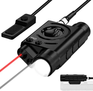 SMSlaser Red Laser Sight   Infrared(IR) Laser Sight   1200 Lumens Tactical Flashlight, Ar Light Laser Combo, Including Battery Charger and Remote Control Switch, Class IIIA, Less Than 5mW
