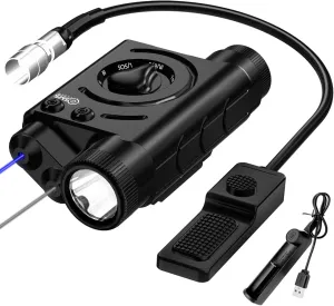 SMSlaser Upgraded Red/Green/Blue/Purple Laser Sight   Infrared(IR) Laser Beam   1200 Lumens Tactical Flashlight with Rechargeable Battery, Including Battery Charger and Remote Control Switch