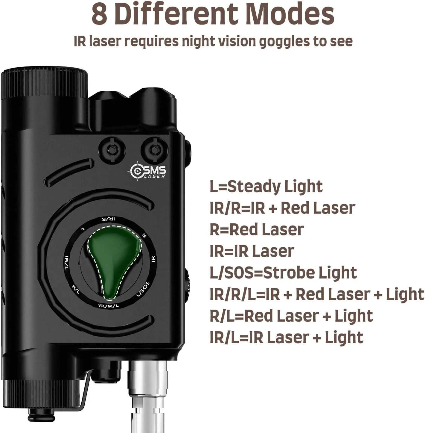 SMSlaser Upgraded Red/Green/Blue/Purple Laser Sight   Infrared(IR) Laser Beam   1200 Lumens Tactical Flashlight with Rechargeable Battery, Including Battery Charger and Remote Control Switch