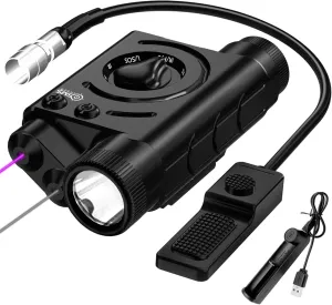 SMSlaser Upgraded Red/Green/Blue/Purple Laser Sight   Infrared(IR) Laser Beam   1200 Lumens Tactical Flashlight with Rechargeable Battery, Including Battery Charger and Remote Control Switch