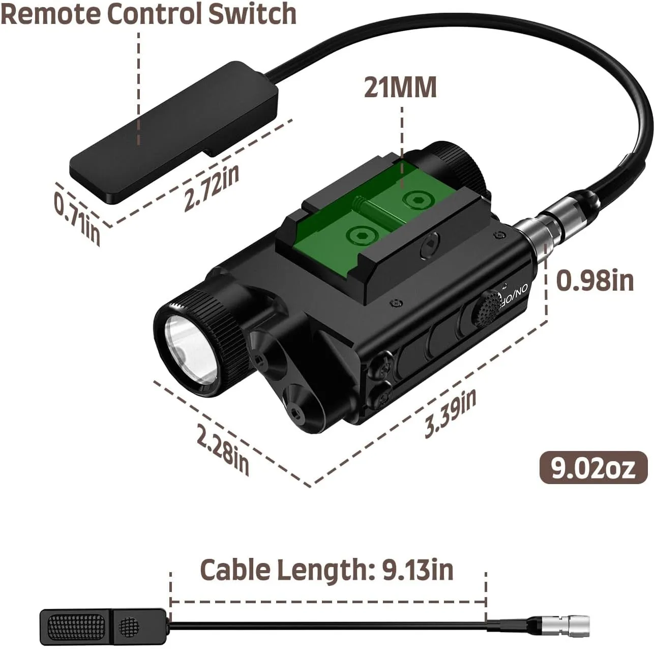 SMSlaser Upgraded Red/Green/Blue/Purple Laser Sight   Infrared(IR) Laser Beam   1200 Lumens Tactical Flashlight with Rechargeable Battery, Including Battery Charger and Remote Control Switch