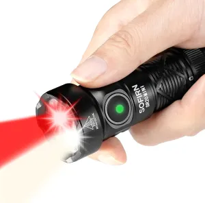 sofirn LED Rechargeable Red Flashlight, SR20 Mini Bright Flashlight with 1200 Lumens Bright White Light, Red Light, Waterproof Samll Light for Camping Hiking Hunting Fishing