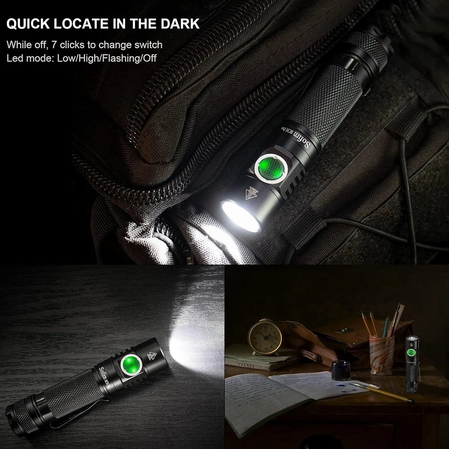 sofirn SC31 Pro 2000 Lumen Flashlight, Rechargeable Flashlight with Powerful SST40 LED 6500K, for EDC Camping Hiking Fishing Dog Walking (Black)