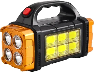 Solar LED Flashlight, High Lumen Handheld Rechargeable Outdoor Spotlight, 4 Light Mode Searchlight for Camping Emergencies Hunting