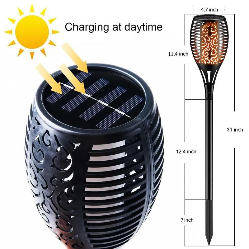 Solar Lights 96 LEDs Waterproof Flames Torch