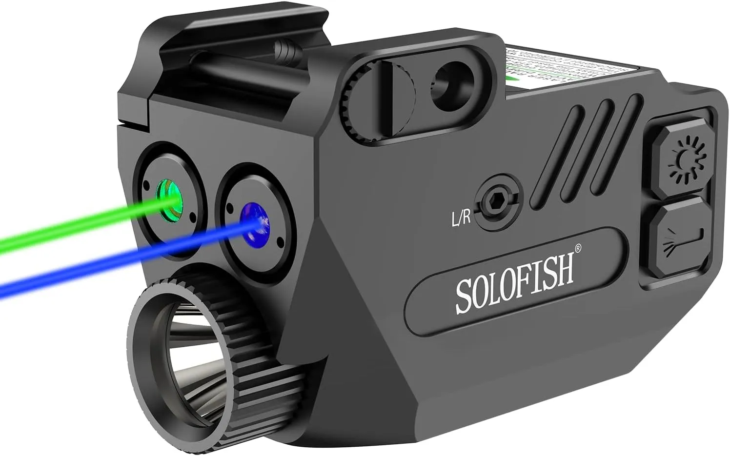 SOLOFISH 500lm Pistol Light and Purple/Infrared (IR)/Green Blue Beam Combo, Rechargeable Aluminum Weapon Light and Beams for Guns with a Rail