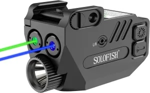 SOLOFISH 500lm Pistol Light and Purple/Infrared (IR)/Green Blue Beam Combo, Rechargeable Aluminum Weapon Light and Beams for Guns with a Rail
