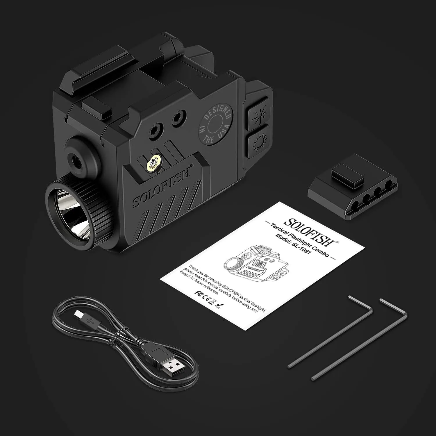 Solofish 800 Lumens Adjustable Pistol Light Laser Combo, Strobe Function Blue Laser and Tactical Light Fits for Full Size with Rail