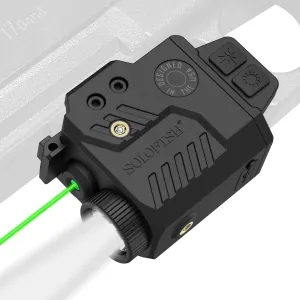 Solofish 800 Lumens Pistol Light Laser Combo, Strobe Function for Green/Red/Blue Laser and Tactical Light with Slidable Rail Fits Full Size Guns w/Rail