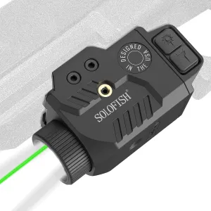 Solofish 800lm Pistol Light Laser Combo with Adjustable Rail for Full & Compact Rail, Shockproof Green Laser Sight and Gun Light with Strobe Function, Rechargeable