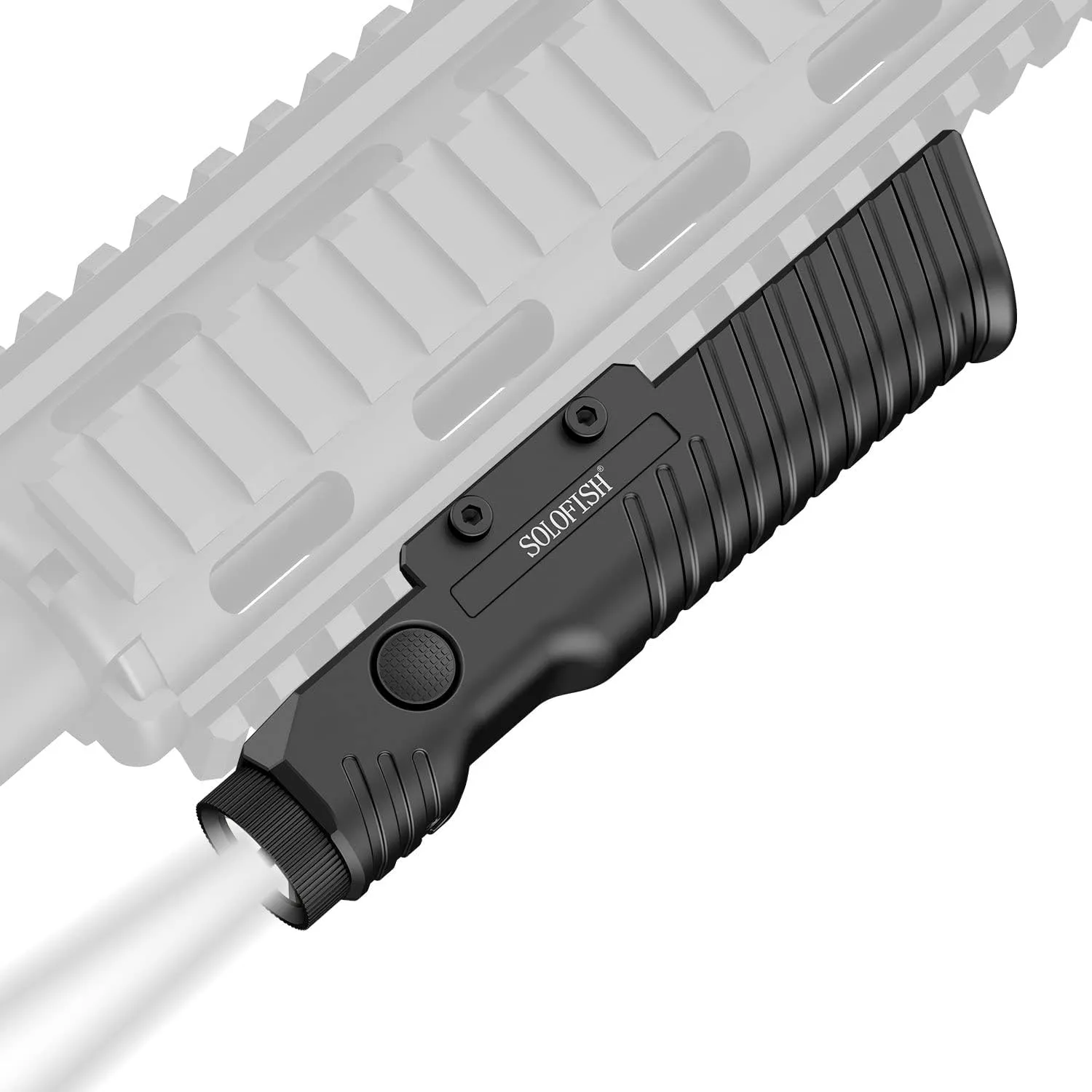 Solofish Aluminum 1450 Lumens Weapon Light Compatible with Picatinny Rail, Tactical Flashlight with Strobe for Rifle, Anti-Slip Cover Design, Rechargeable