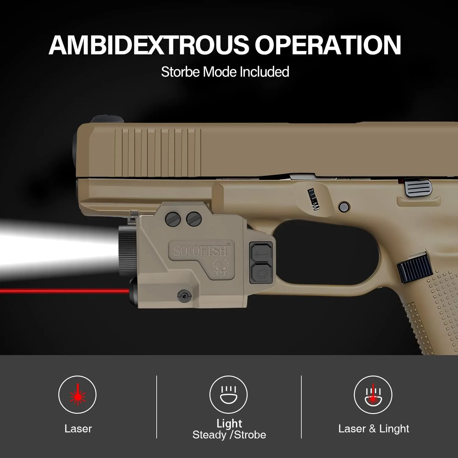 SOLOFISH Low Profile Beams for Guns, Magnetic Rechargeable Green Blue Red Beam for Pistol Handgun, Shockproof Compatible with Glock 17 19